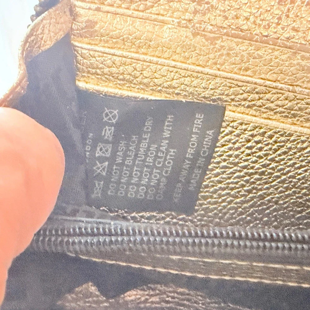 Kurt Geiger Zip Around Wallet Womens OS Gold Good Quilted Metallic Leather Luxe